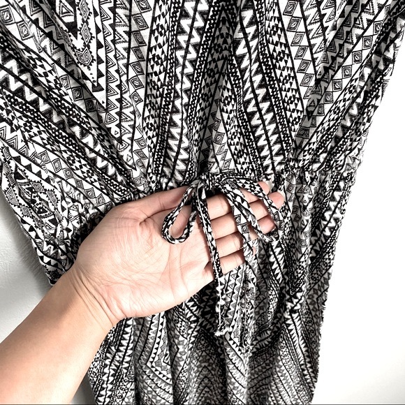 CHEROKEE Black White Printed Dress with Waist String - Picture 4 of 11
